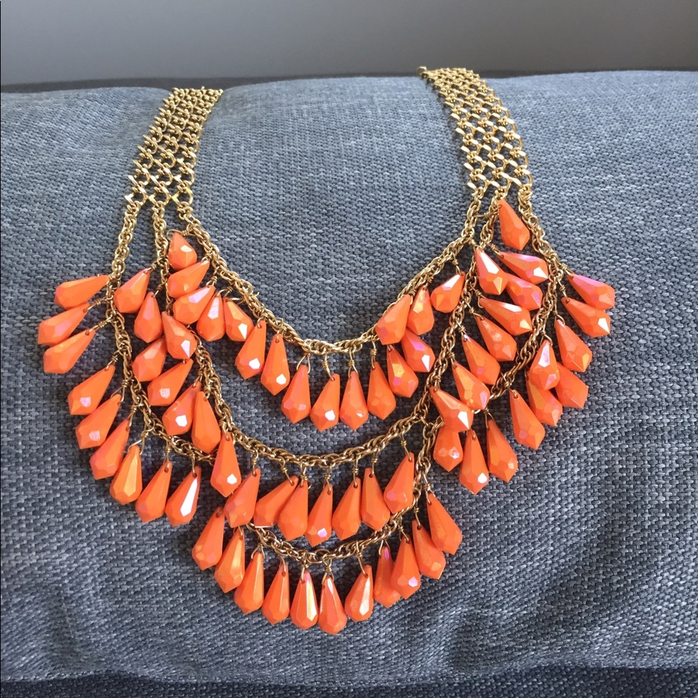 Kate Spade orange metallic statement necklace