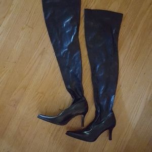 Black vinyl thigh high boots 8