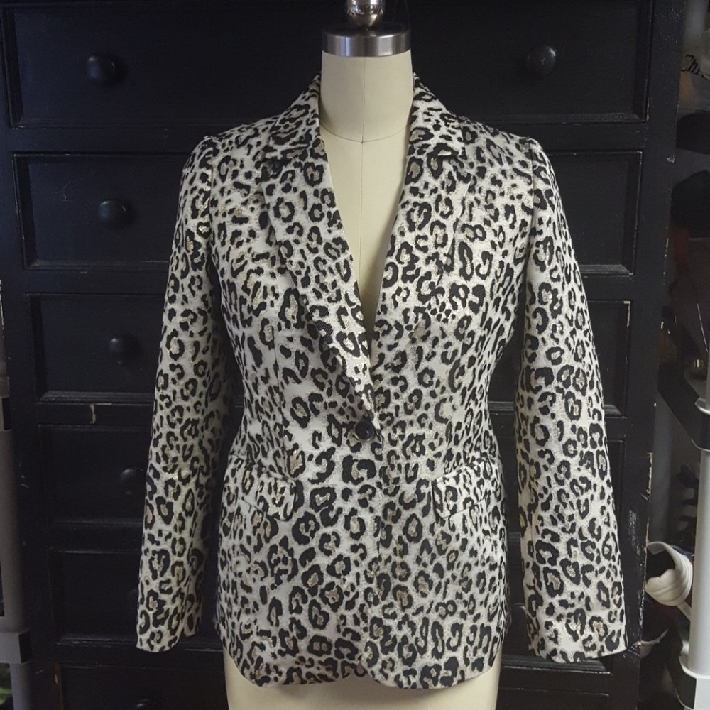 Metallic animal print blazer