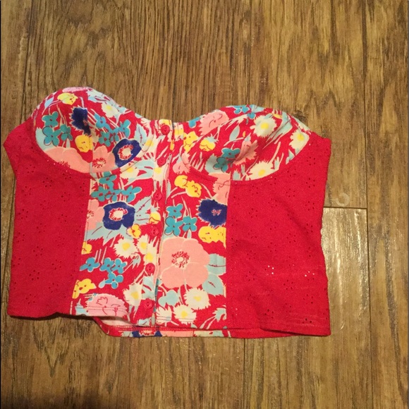 New Kimchi Blue Floral Print Button Front Bustier - Picture 4 of 8