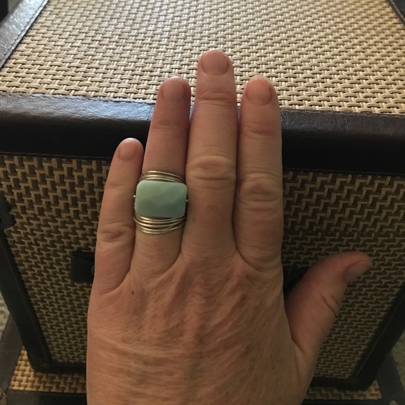 Sterling Silver Wire Wrap & Stone Ring Size 6.5 - Picture 3 of 4