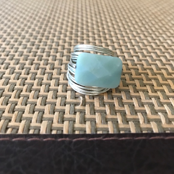 Sterling Silver Wire Wrap & Stone Ring Size 6.5 - Picture 1 of 4