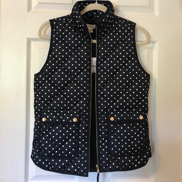 J. Crew Jackets & Blazers - NWT! J.Crew Navy / White Polka Dot a Puffer Vest