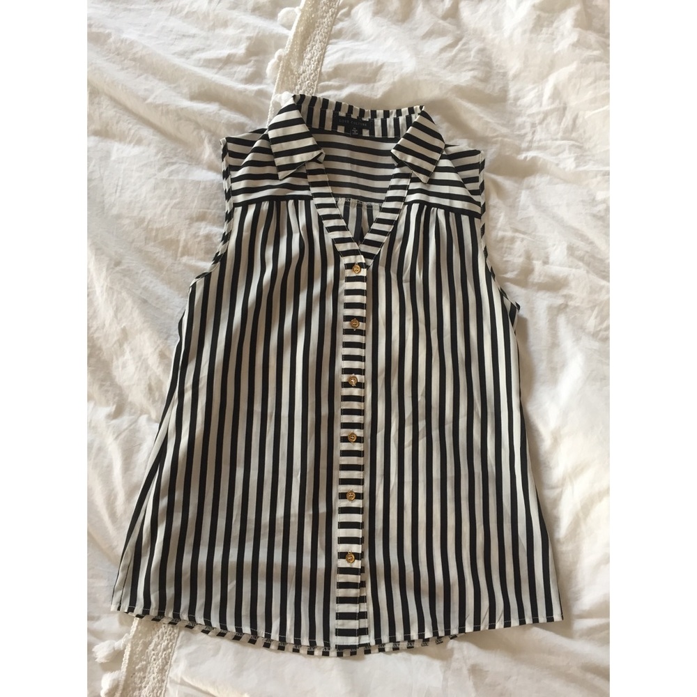 Love Culture black/white striped collar tank, Med