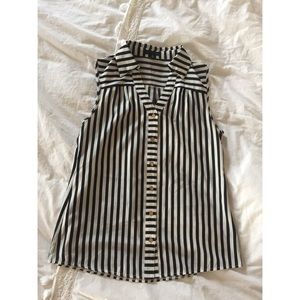 Love Culture black/white striped collar tank, Med