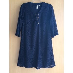 Navy lacy blue dress.