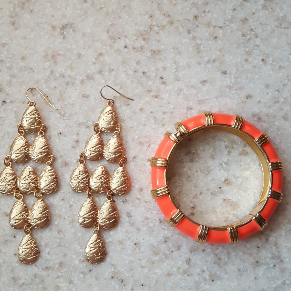 J. Crew bracelet and dangly earrings