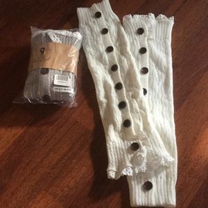 Set of 2 leg warmers ivory light gray