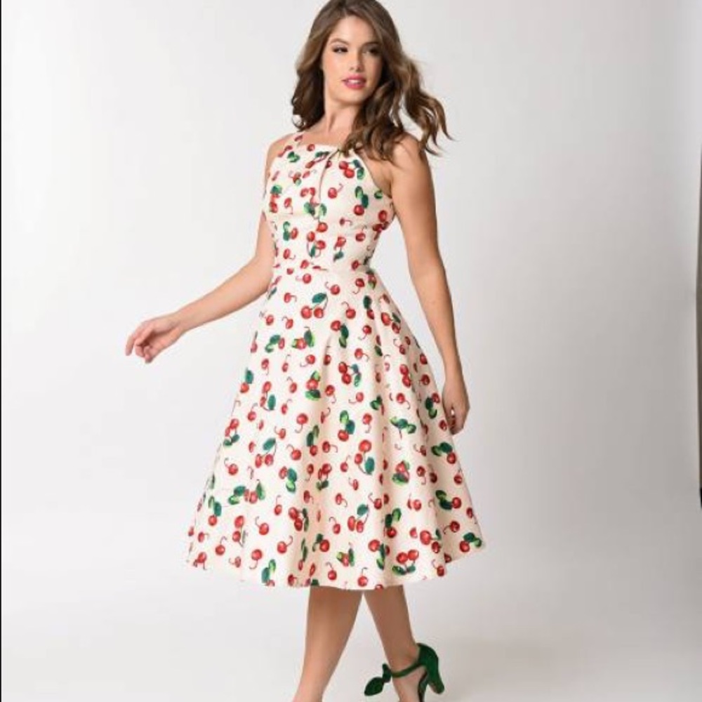Unique Vintage 1950's style cherry swing dress