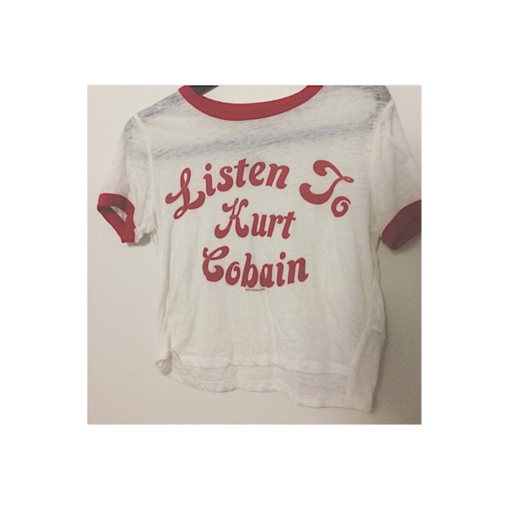 "Listen to Kurt Cobain" 90's Cropped Tee Shirt.