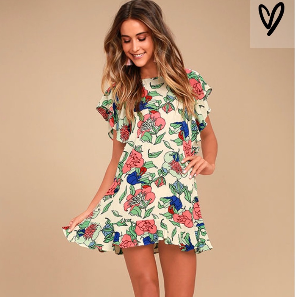 TAVIK beige floral dress LuLus