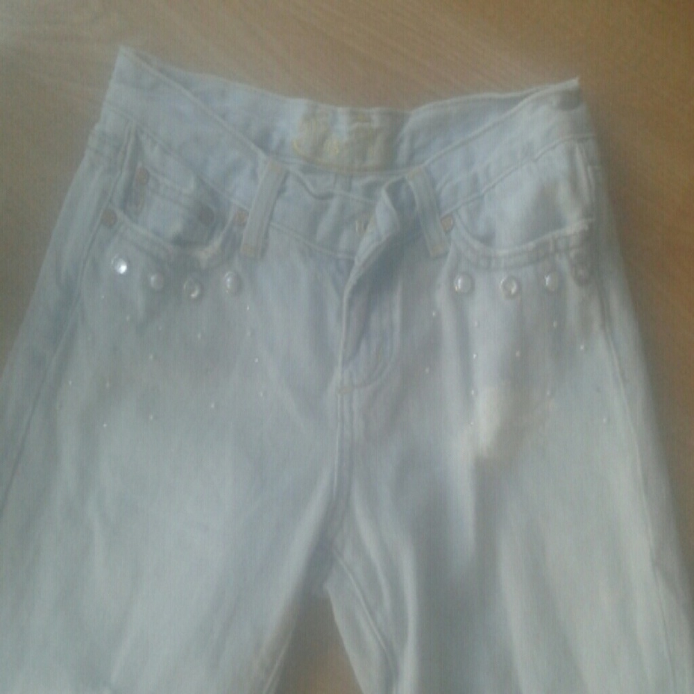 Denim shorts ripped..embelushed