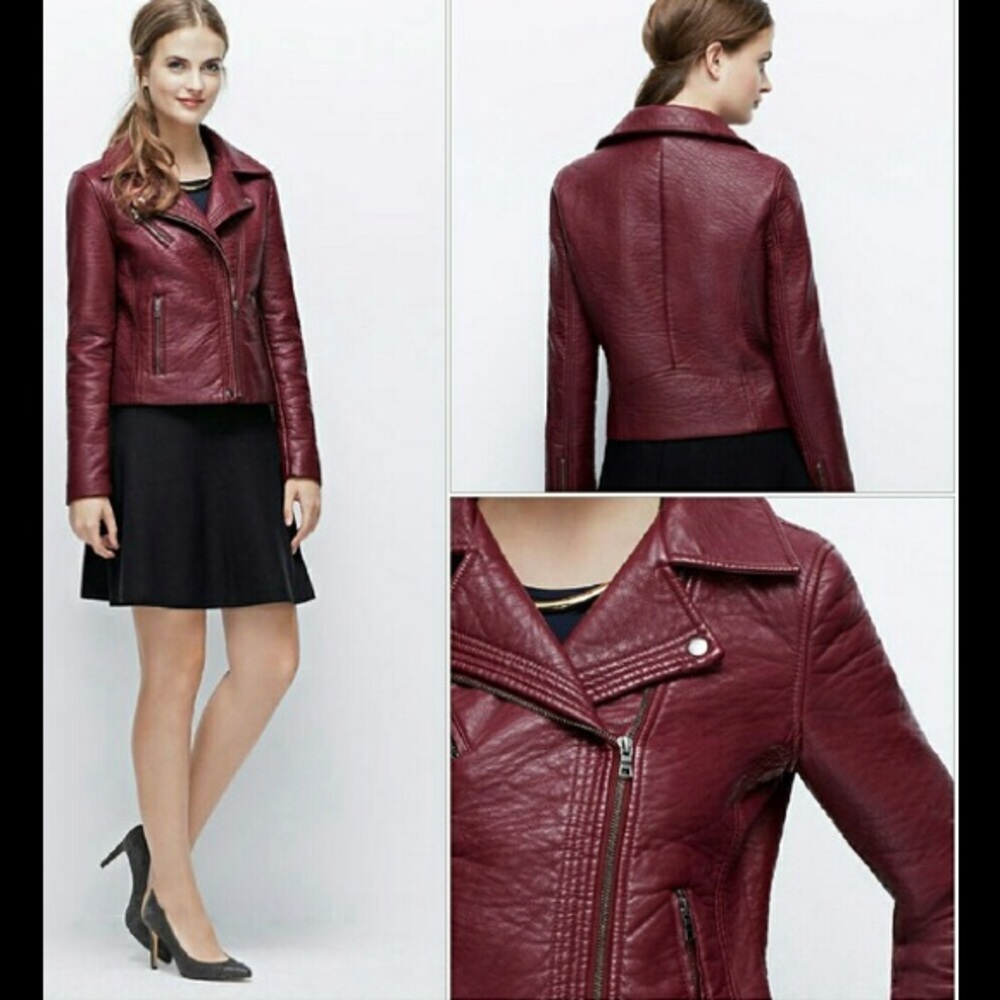 Burgundy faux leather jacket