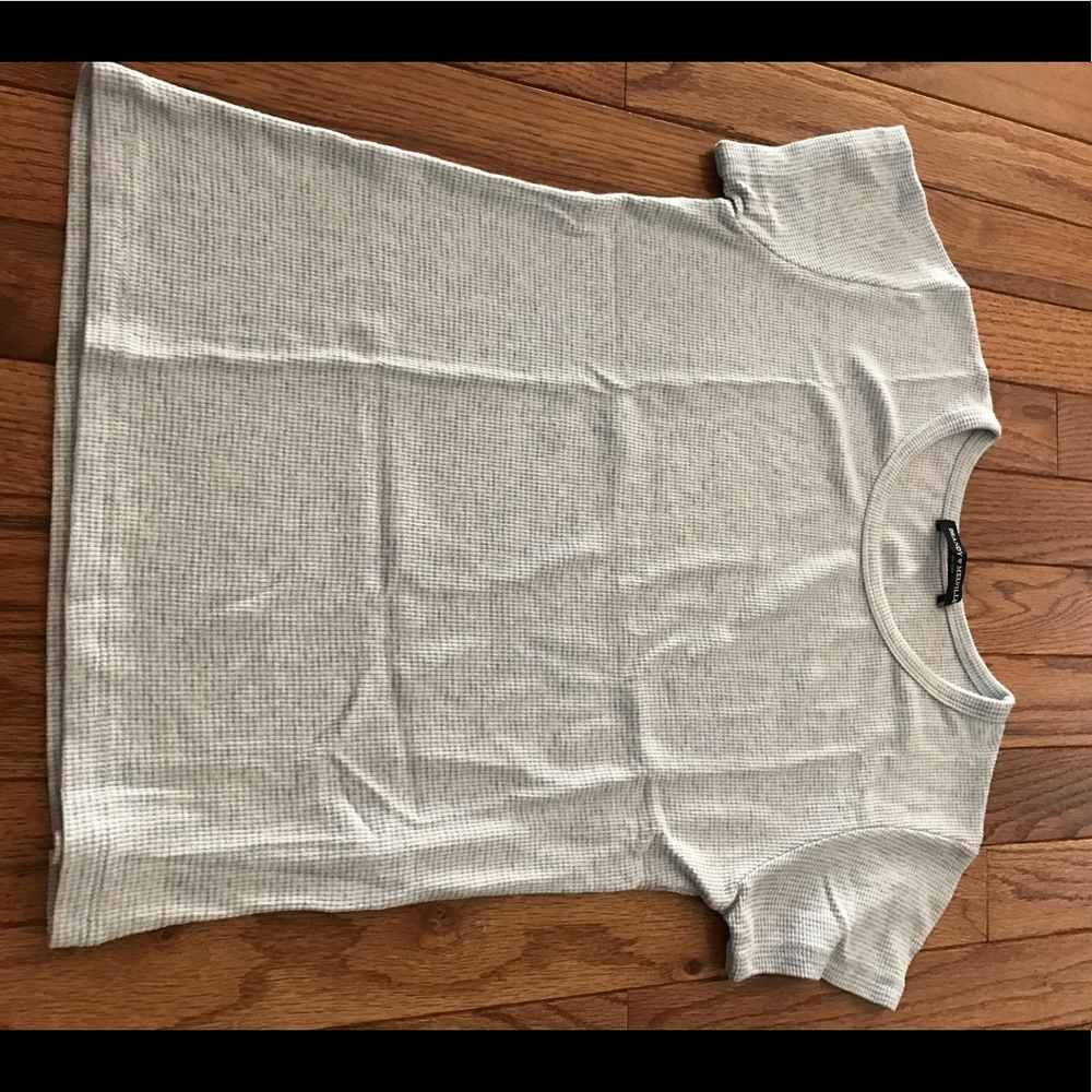 Light blue and white striped waffle tee