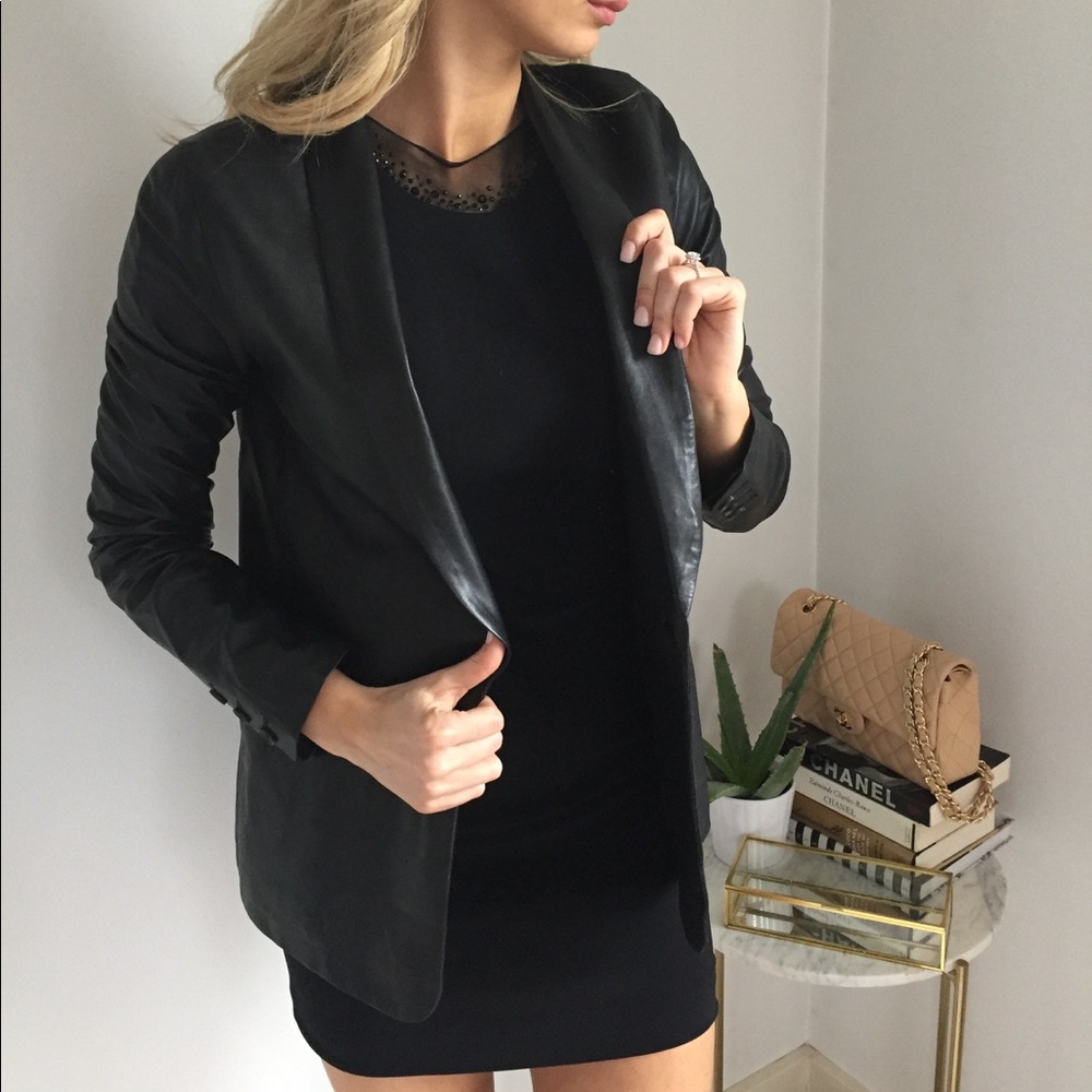 Vince leather boyfriend blazer
