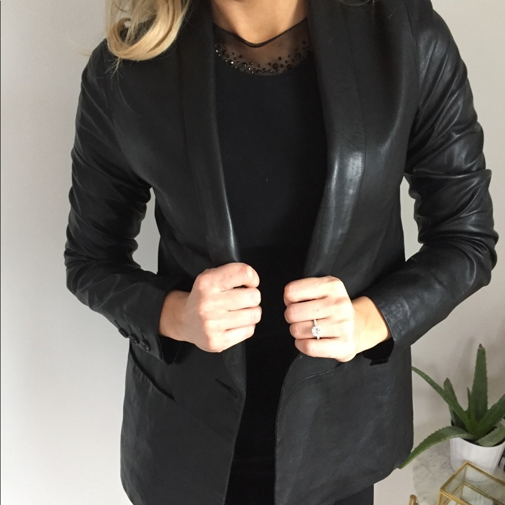 Vince leather boyfriend blazer - Picture 3 of 6