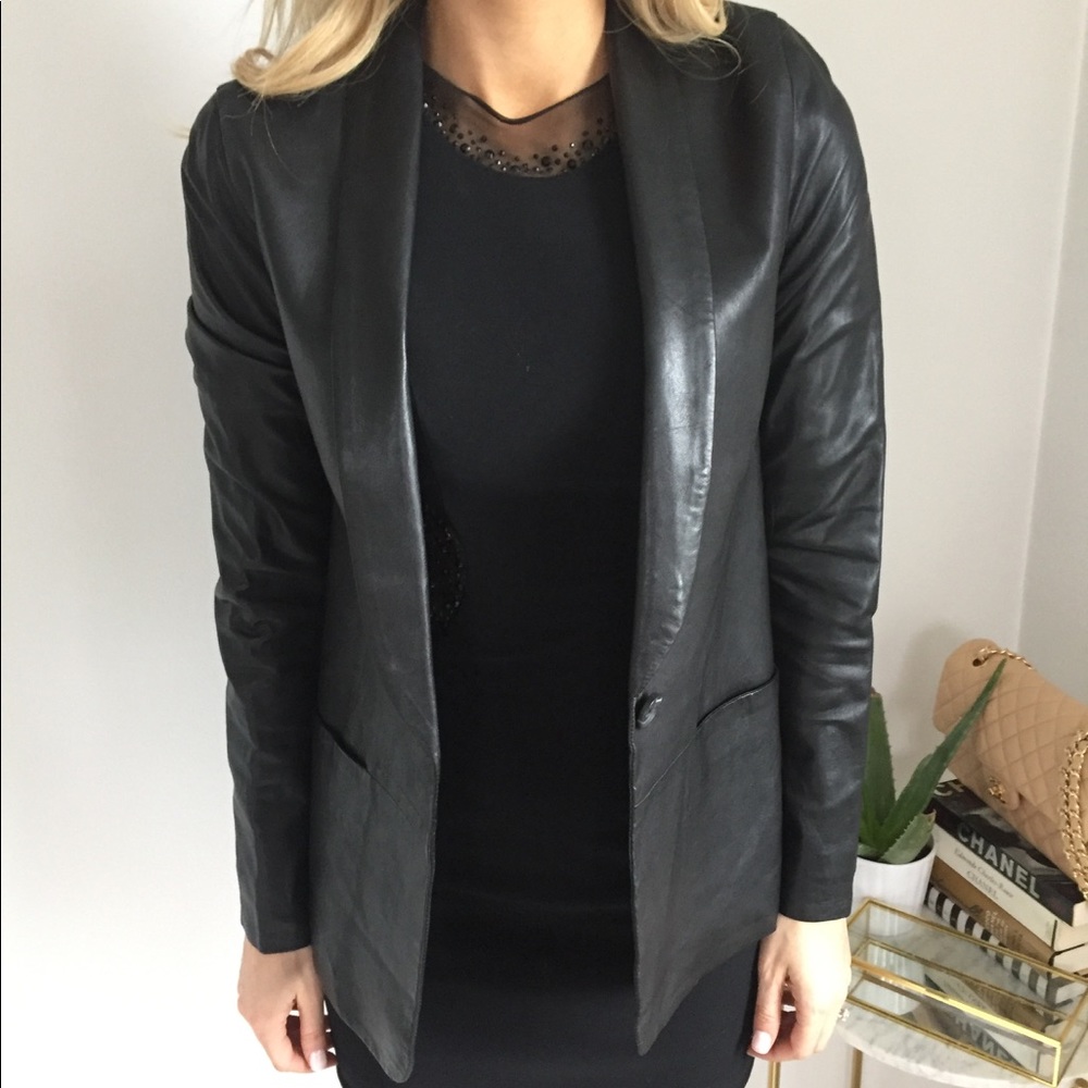 Vince leather boyfriend blazer - Picture 4 of 6
