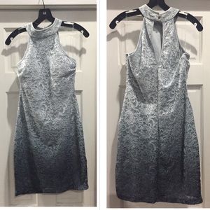 Blue-Grey Ombré lace mini cocktail dress sz M