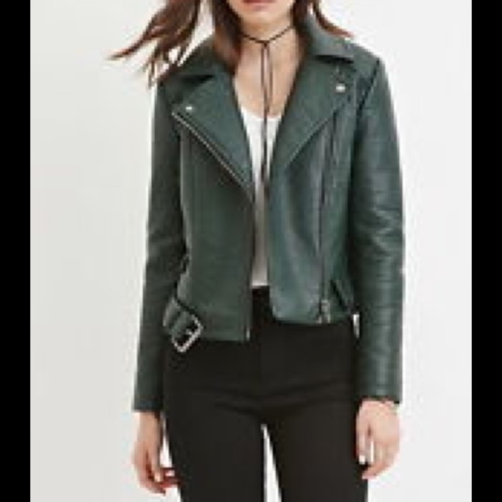 Green faux leather jacket