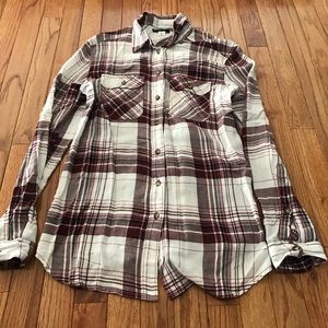 Burgundy and white flannel