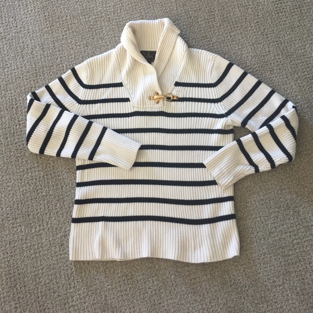 Ralph Lauren striped Cowl/V-neck sweater