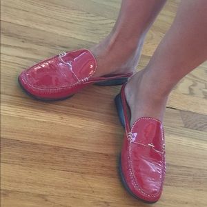 Stylish red slip on loafers