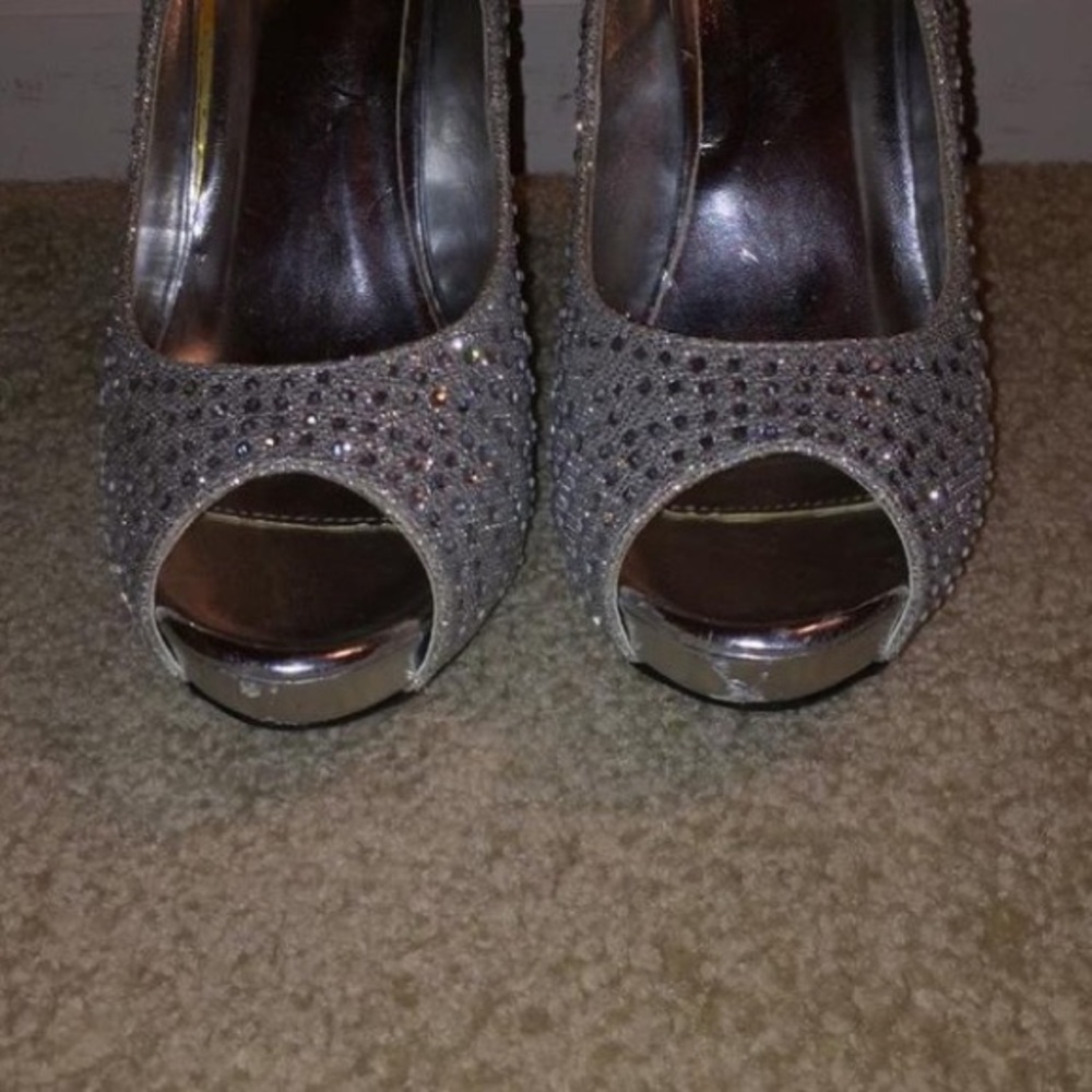 Silver Rhinestone Heels - Picture 2 of 7