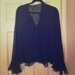 Chaps Dark Blue Blouse Size 8 (Great Condition)