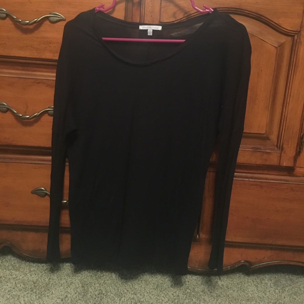 Black long sleeve Burnout top Charlotte Russe