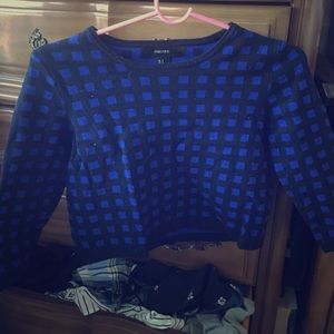 Blue and Black Crop Top