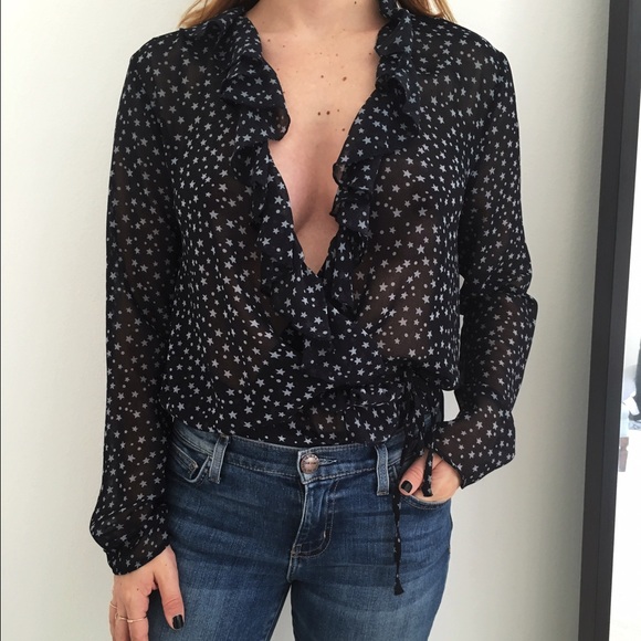 Zara Tops - Zara star print ruffle blouse bodysuit