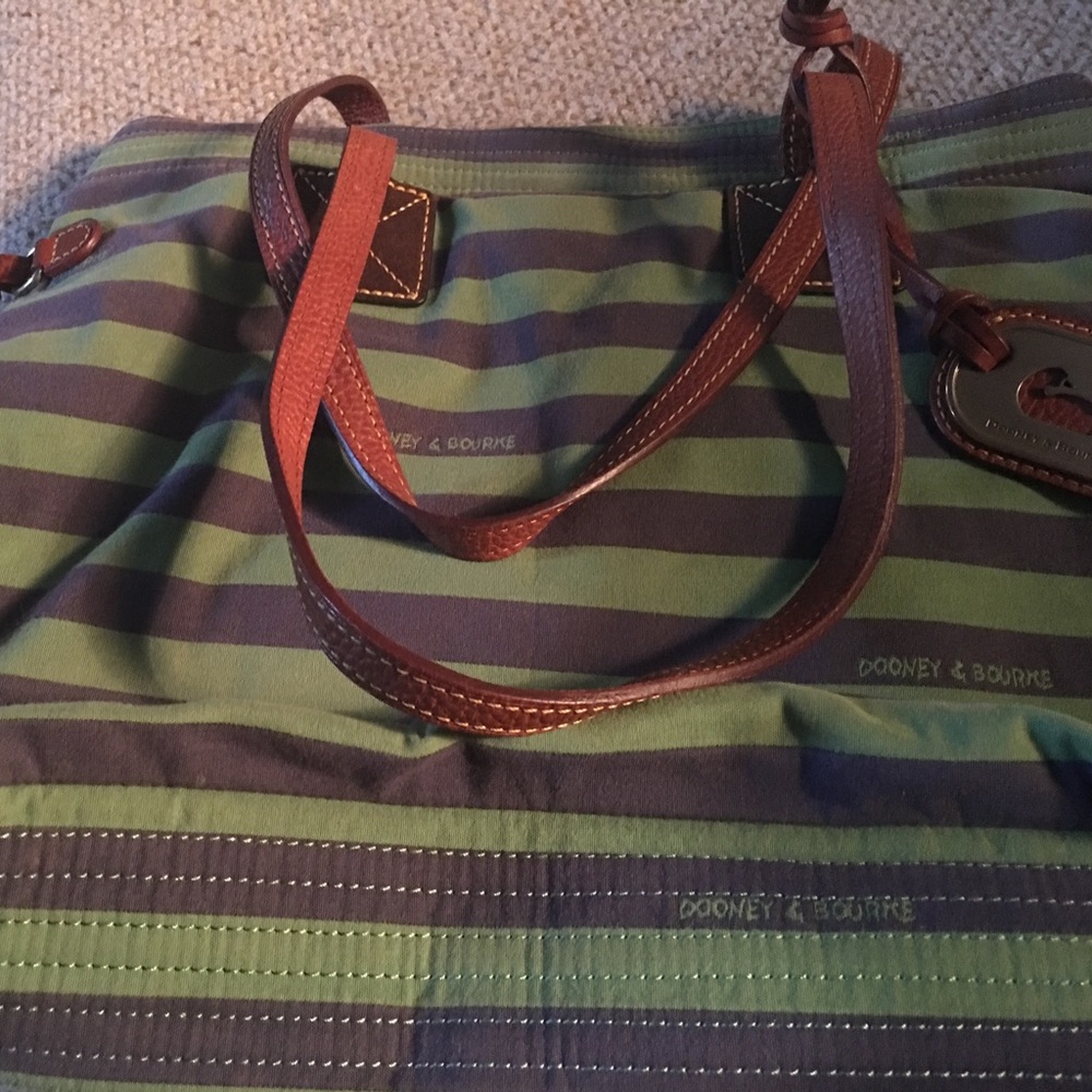 Dooney & Bourke Navy and Green Striped Bag