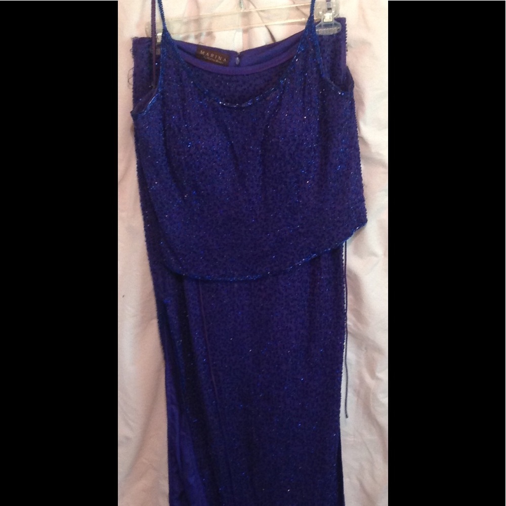 Navy blue all sequins two piece