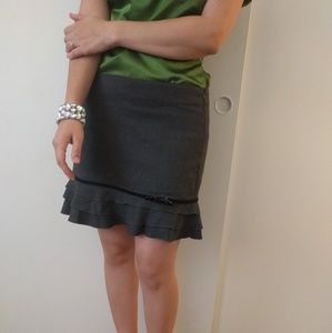 Forever 21 Gray Ruffled Skirt with Black Bow