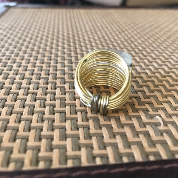 Sterling Silver Wire Gold Plated Wrapped Ring 6.5 - Picture 3 of 4
