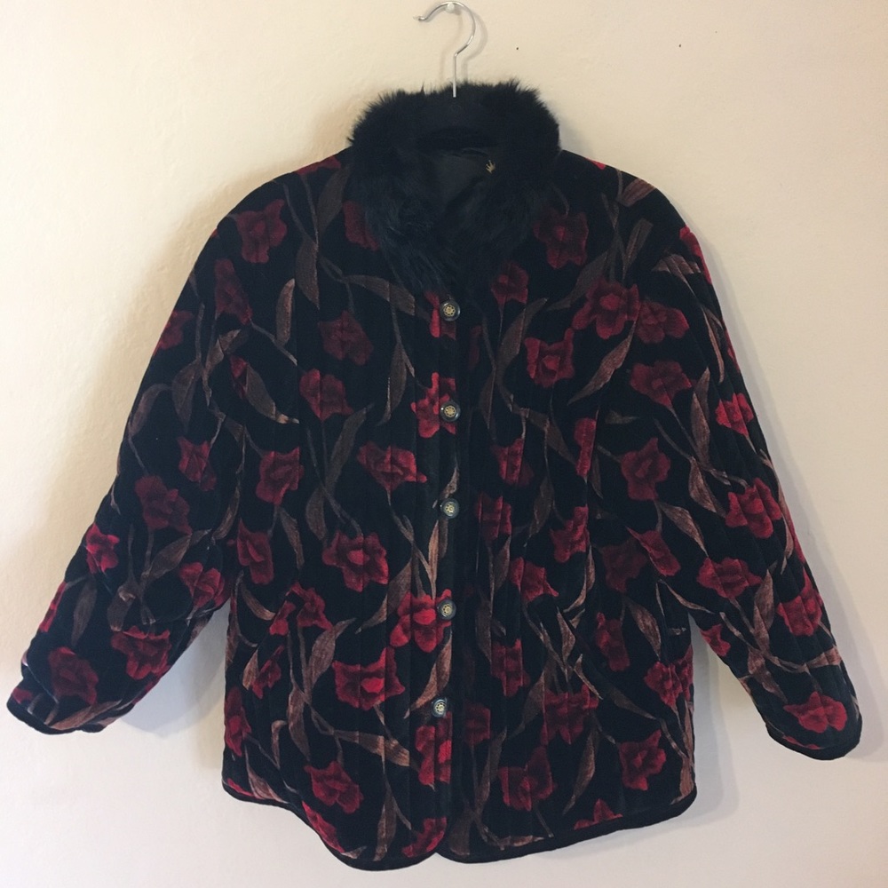 FUR COLLAR VELVET JACKET