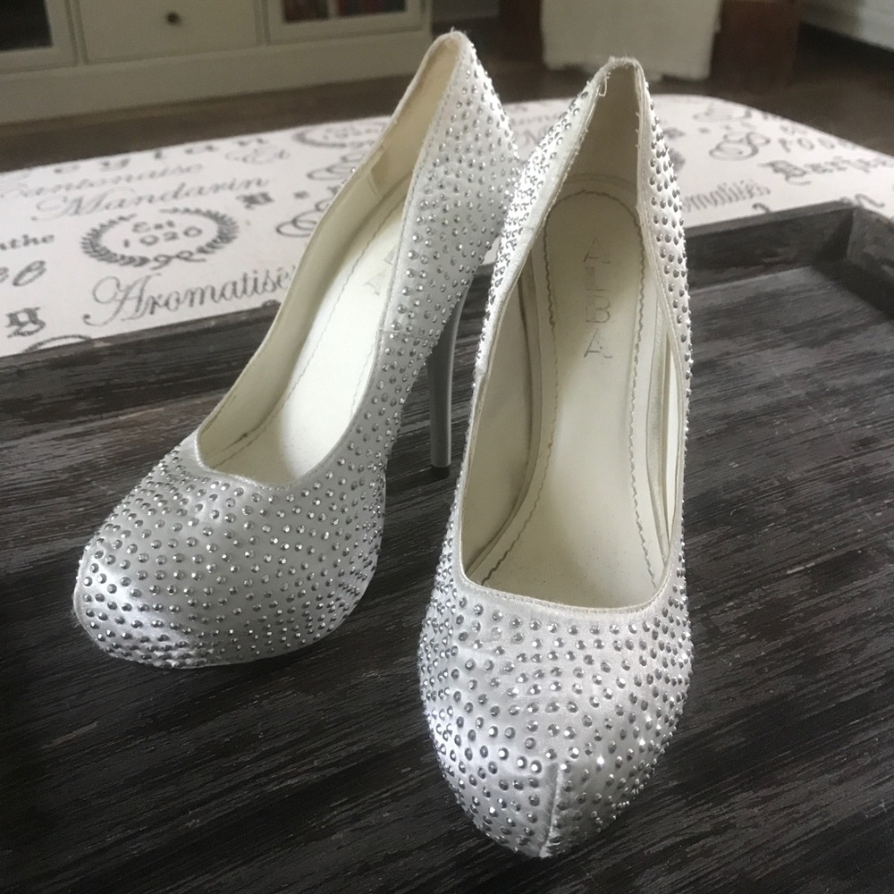 Silver rhinestone stilettos