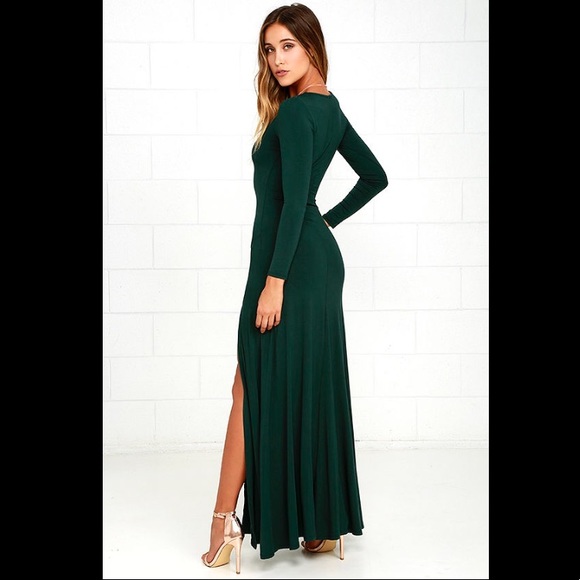 green long sleeve midi dress