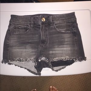 Black denim shorts