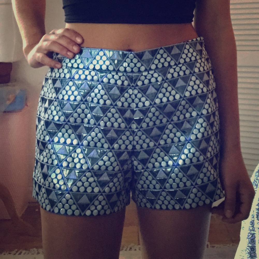 J. Crew metallic mini shorts