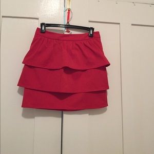 Red ruffled mini skirt