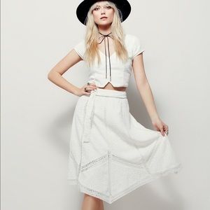 Free People Figi Set White Eyelet Lace Top & Skirt