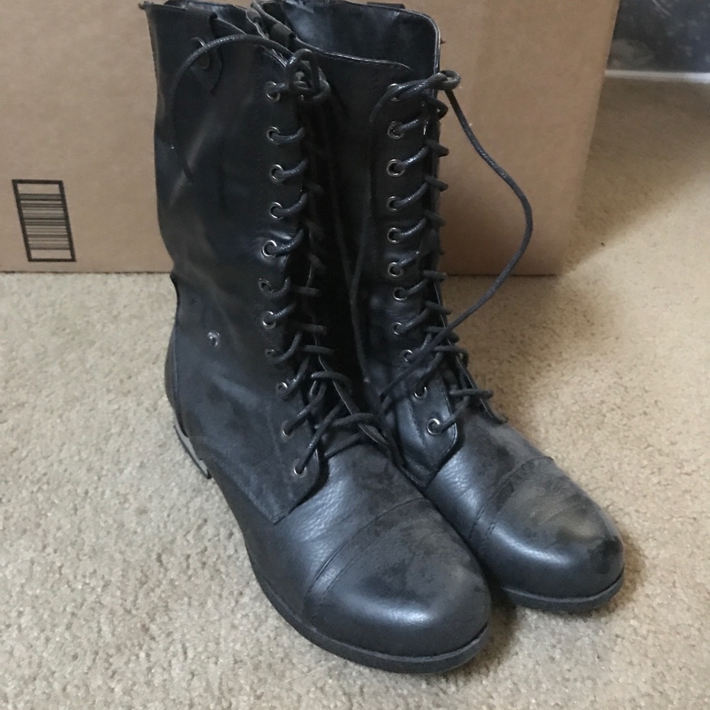 Wet Seal Faux Leather Combat Boots