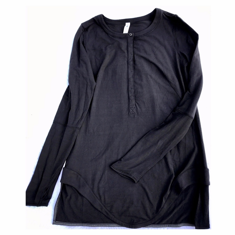 Black Urbanite Lululemon Henley Long Sleeve Shirt