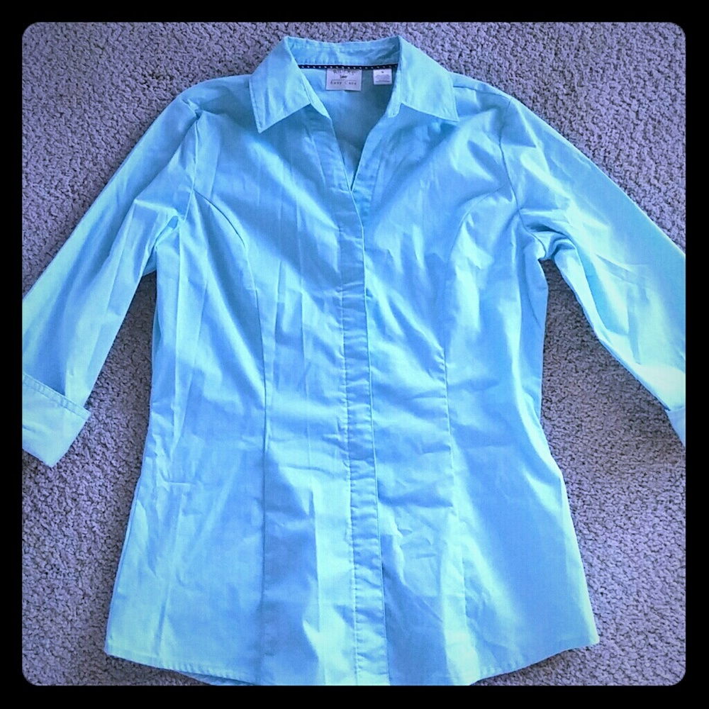 Turquoise Button-Down Blouse