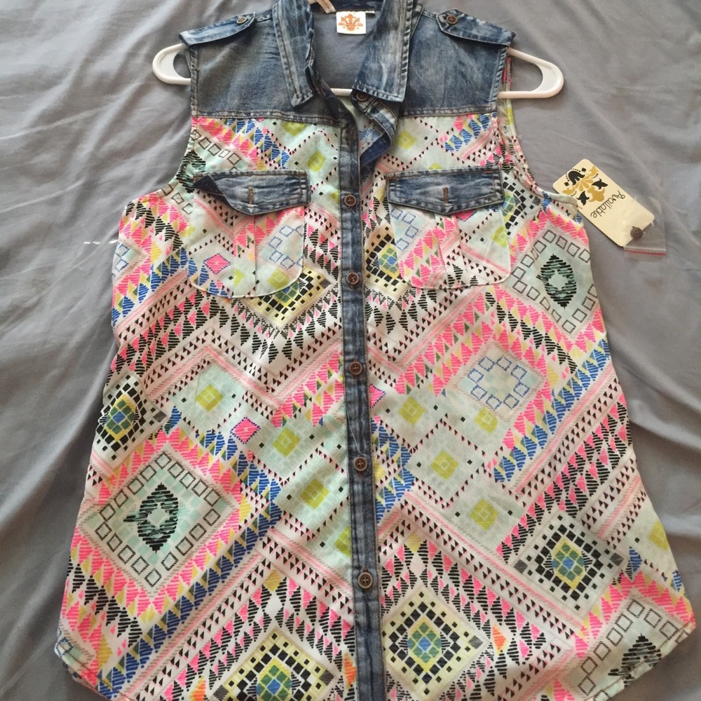 Button down vest blouse