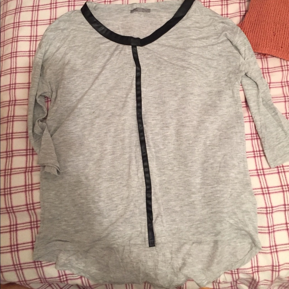 Grey with faux leather detailing shirt