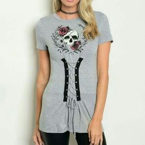 New Sexy Boutique Gray Skull Corset top size S-M-L