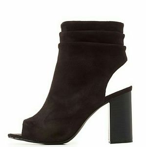 FINAL PRICE Black Ankle Boots Heel Open Toe