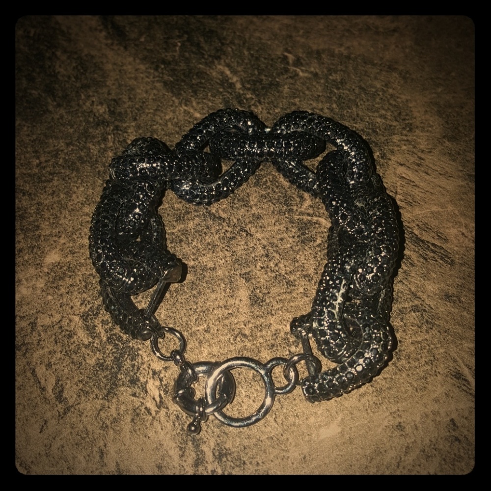 Black Rhinestone Chain Link Bracelet